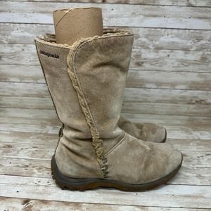 Patagonia Lugano T10548 Tan Suede Leather Waterproof Boots Women's Size 9